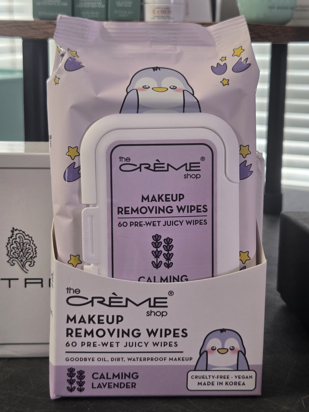 The Crème Shop Calming Lavender Makeup Removing Wipes (60 Wipes) NIB